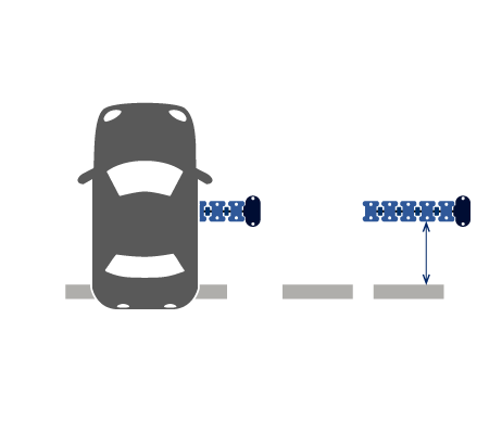 乗用車の駐車で使用する場合の車両検知センサーの設置位置
